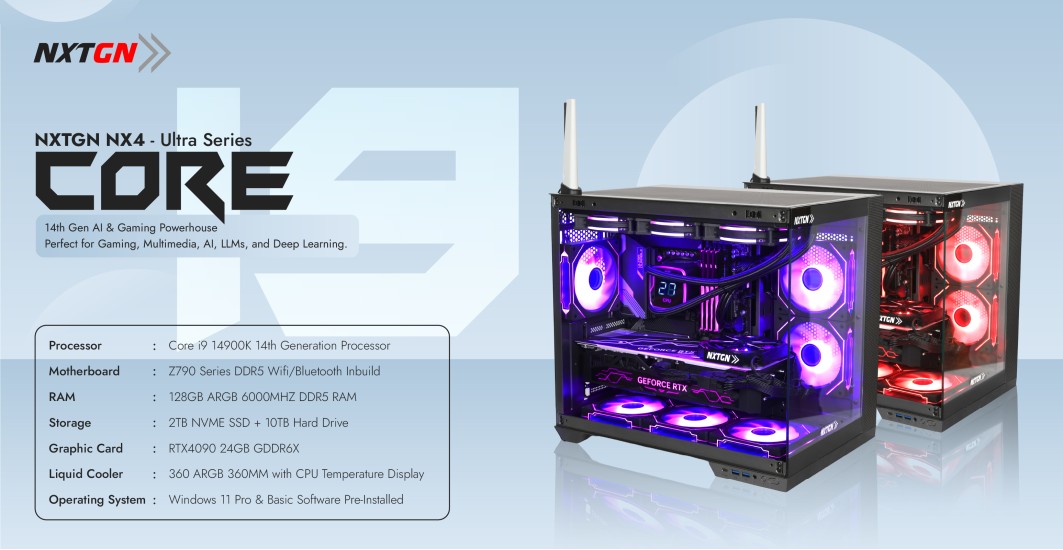 NXTGN X4 Core i9 14th Gen with RTX4080 16GB Super Desktop PC